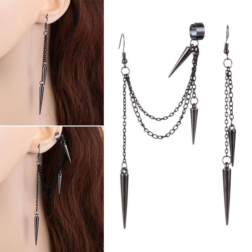 Long Short Rivet Ear Clip Fashion Stud Earrings