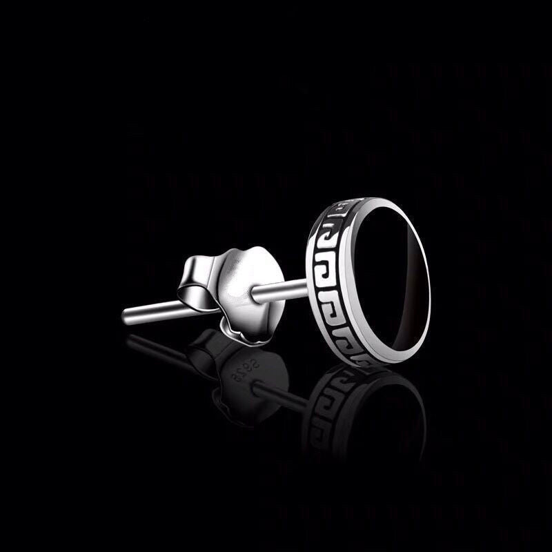 Men's Personality Black Agate High-grade Temperament Not Easy Earrings