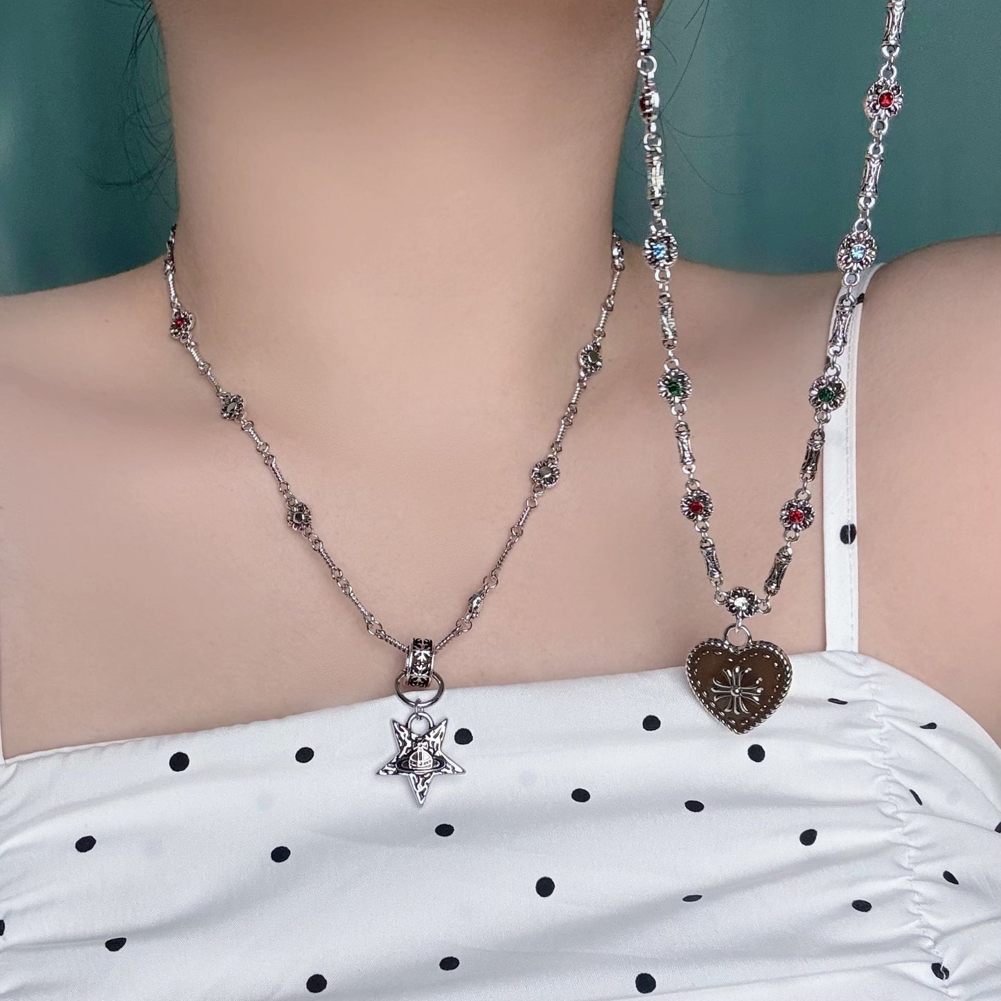 Women's Asian Style Gothic Sweet Cool Heart Necklace