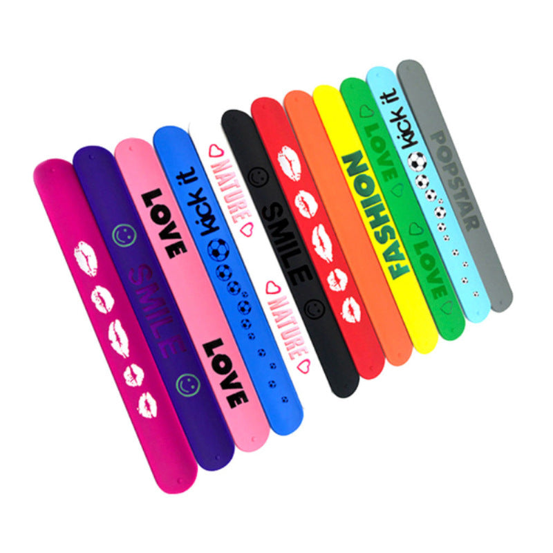 Solid Color Silicone Gel Slap Wristband Pat Band Bracelet