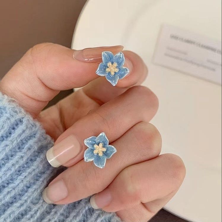 Blue Camellia Temperamental Minority Design Creative High-grade Rings