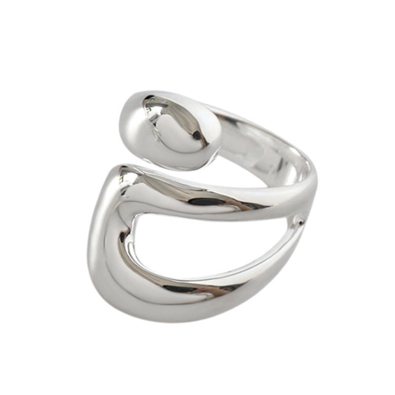 Women's Korean Style Design Glossy Cross Irregular Drop-shaped Geometric Hollow Rings