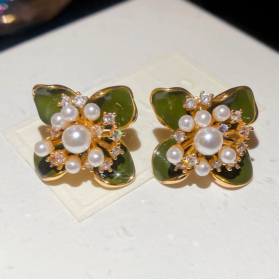 Women's Flower Shell Tassel Light Luxury High-grade Earrings