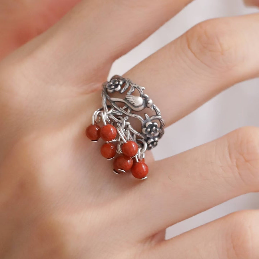 Chinese Style Phoenix Coronet Tassel Female Retro Ethnic Gentle Temperament Ring