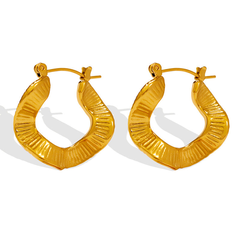 Irregular Shaped Clip Personality Chic Titanium Steel Wavy Gold Rings