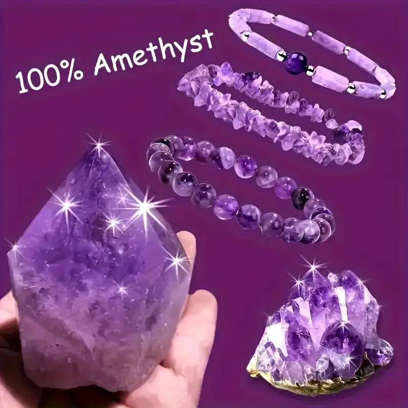 Xi Amethyst Square Column Cylindrical Gravel Bracelets