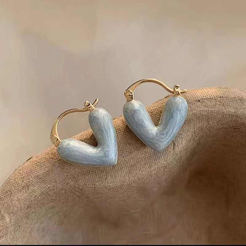 Women's Love Heart Fashionable Niche Design French Style Stud Earrings