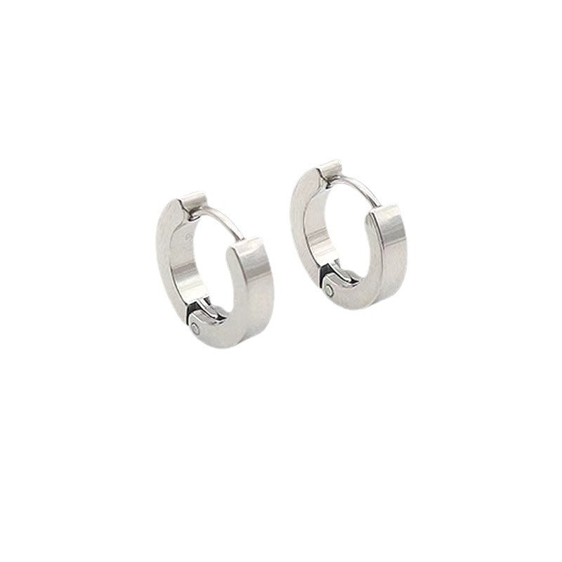 Women's & Men's Fashion Titanium Steel Glossy Simple Piercing Ear Buckle