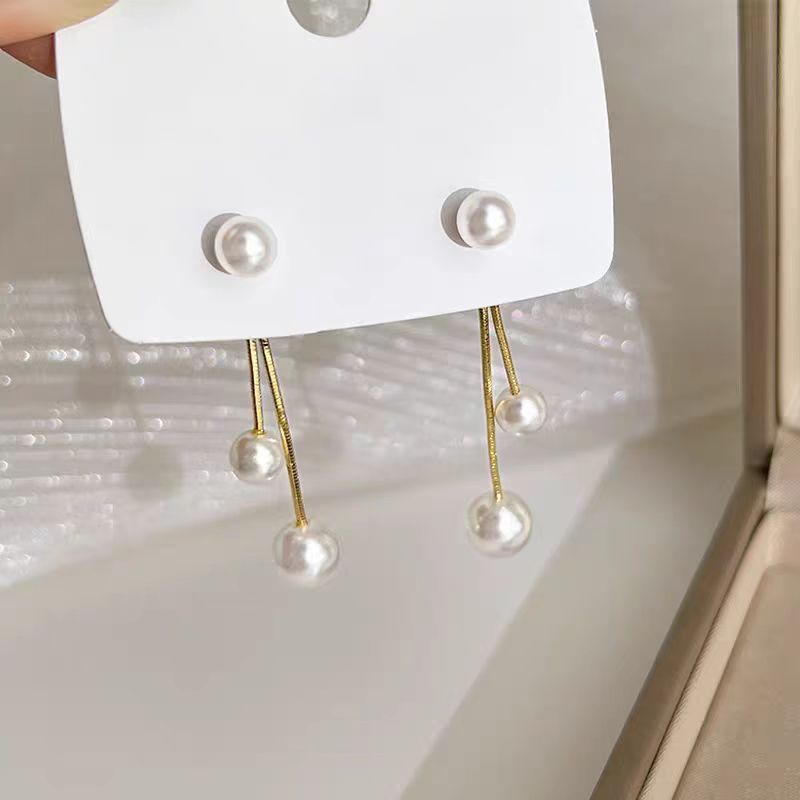 Pearls Long Fringe Ear Light Luxury High-grade Minority Earrings
