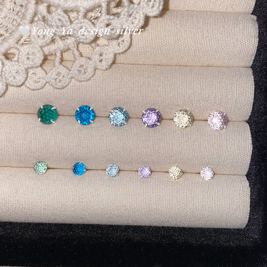 Fireworks Color Zircon Ear Colorful Gentle Stud Earrings