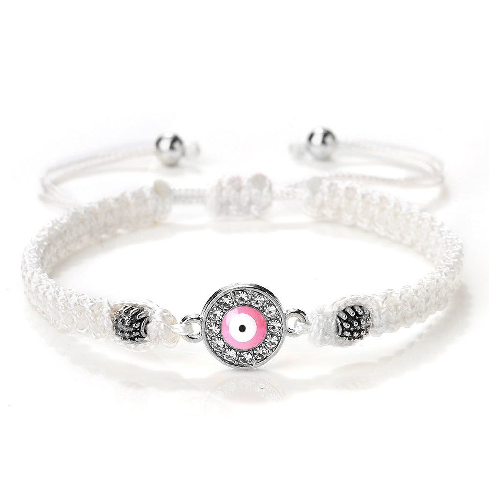 Women's & Men's Red Rope Safety Lock Devil's Eye Diamond Woven Hand Bracelet