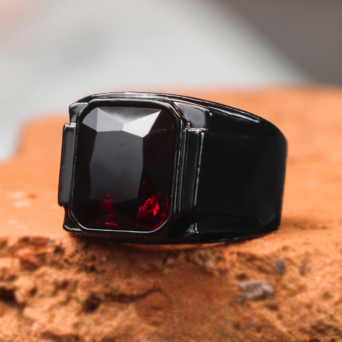 Men's Vintage Black Ruby Fashion Punk Hip Rings