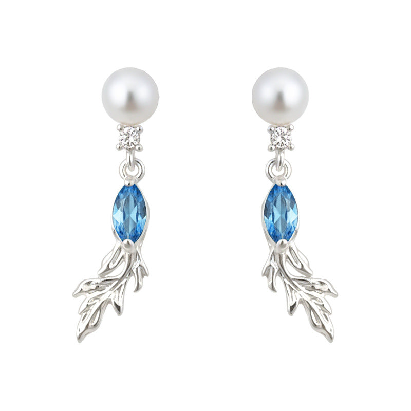 Women's Fashion High Sense Aquamarine Zircon Goldfish Simple Style Elegant Rings