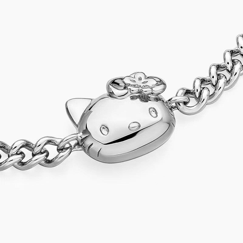 Source Hello Kitty Titanium Steel Adjustable Square Diamond Cuban Link Bracelets