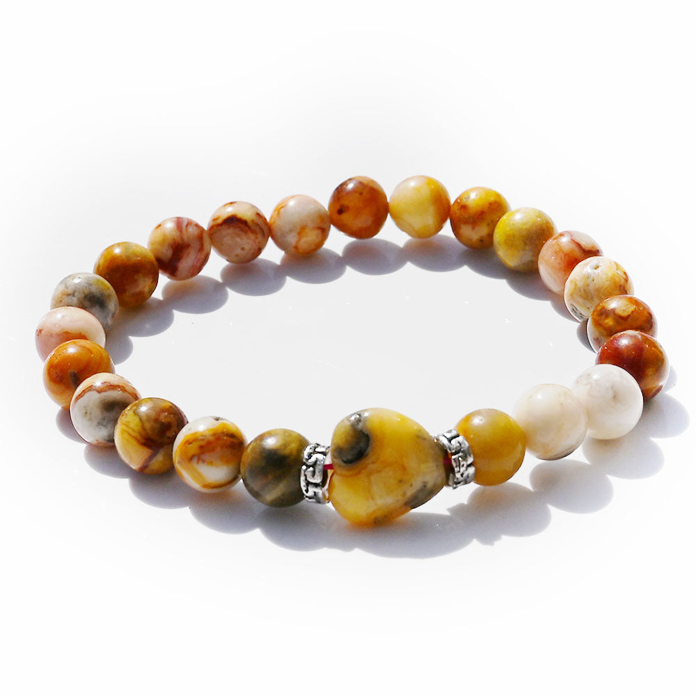 Agate Amethyst Yard Love Heart Tigereye Head Bracelets