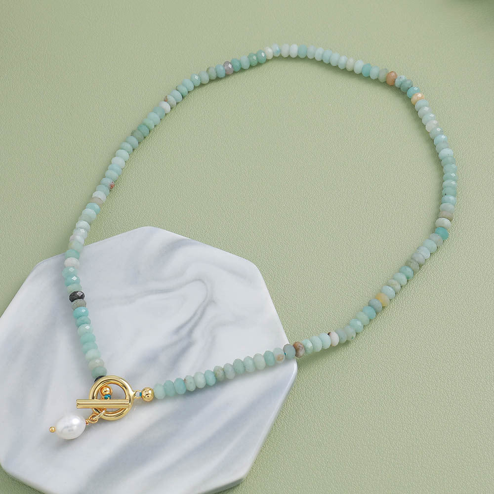Women's Colored Stone Beaded High-grade Simple Vacation Style Necklace