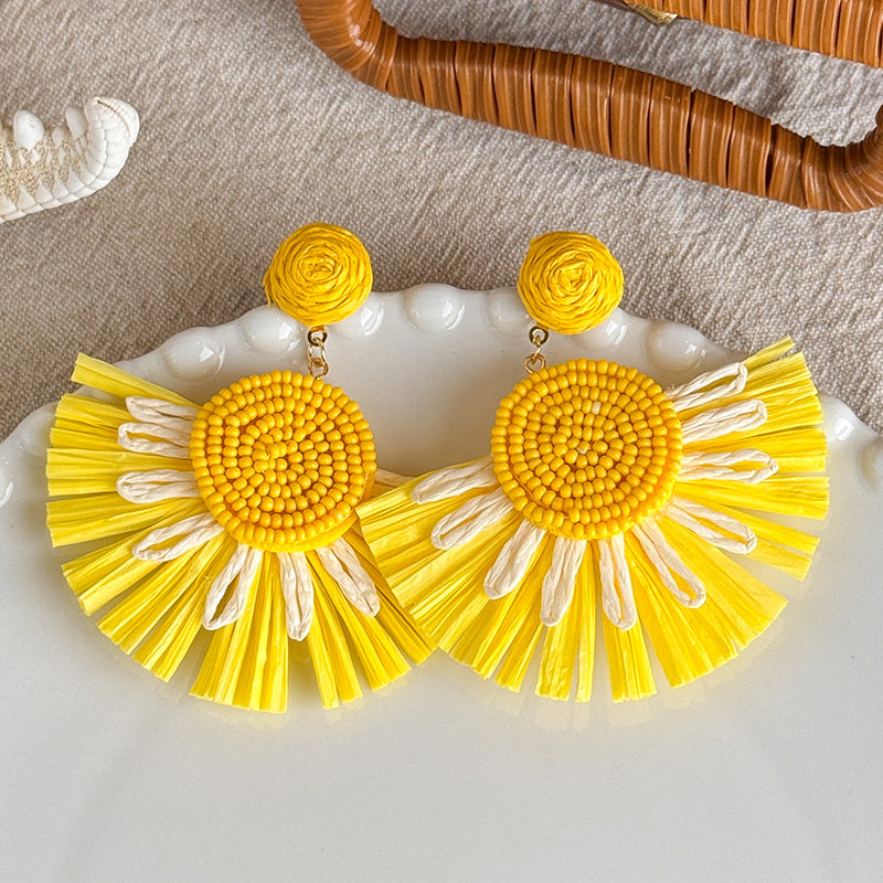 Vacation Style Yellow Series French Retro Graphy Earrings