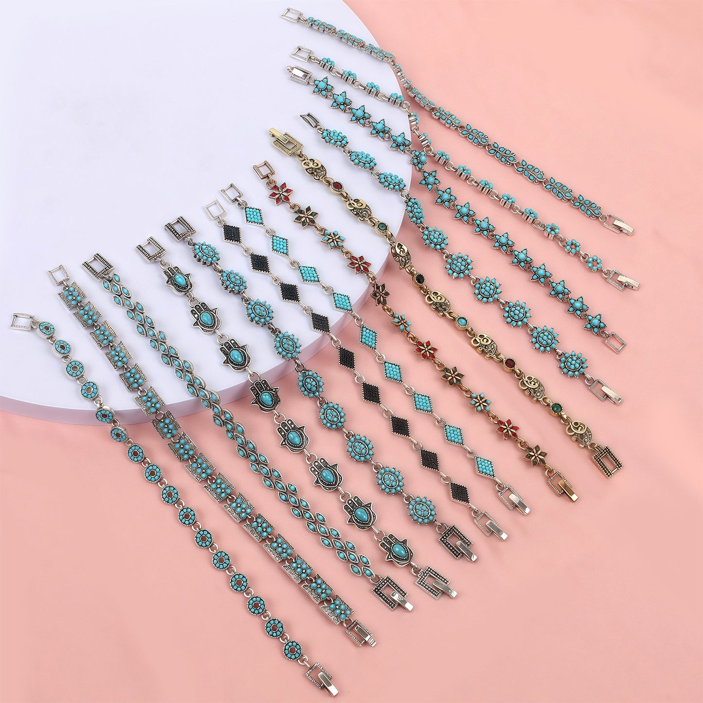 Women's Personality Retro Ethnic Style Inlaid Turquoise Bracelet