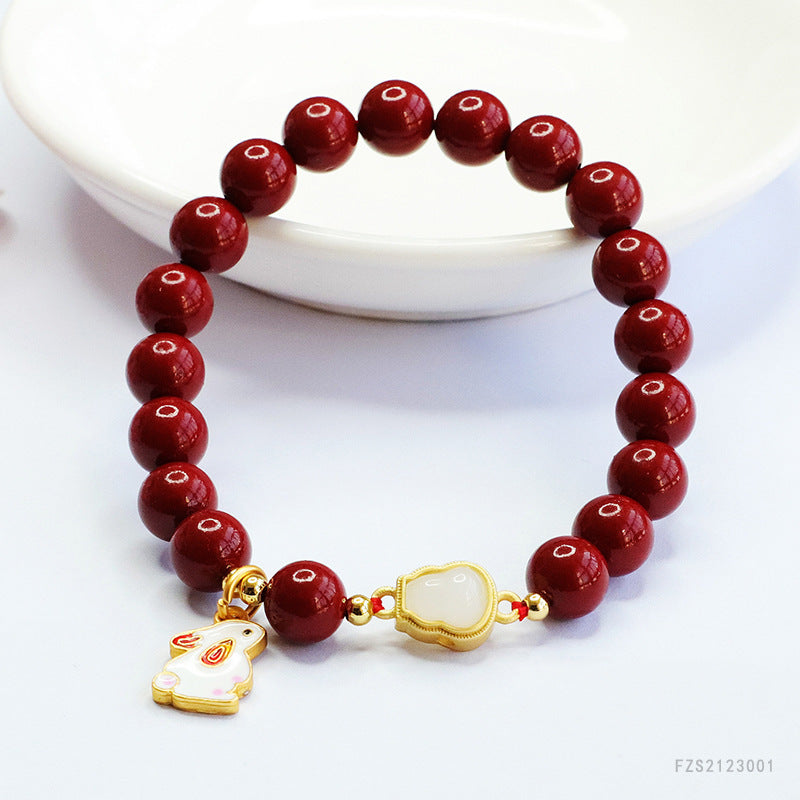 Cinnabar Purple Gold Sand Blessing Card Chalcedony Chinese Live Bracelets