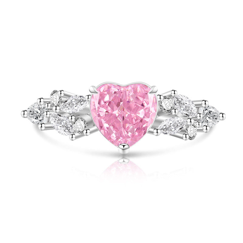 Love Heart-shaped Super Flash High Carbon Diamond Fashion Rings