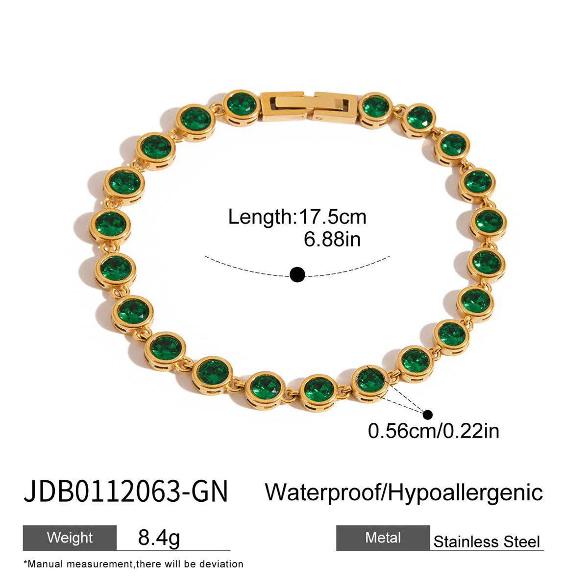 Ding Stainless Steel Green Diamond Female Light Luxury Minority Titanium Bracelet