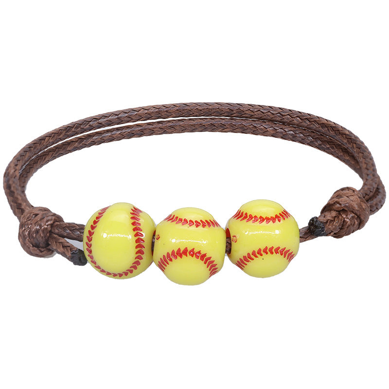 Basketball Baseball Wax Line Woven Softball Tennis Rugby Bracelets