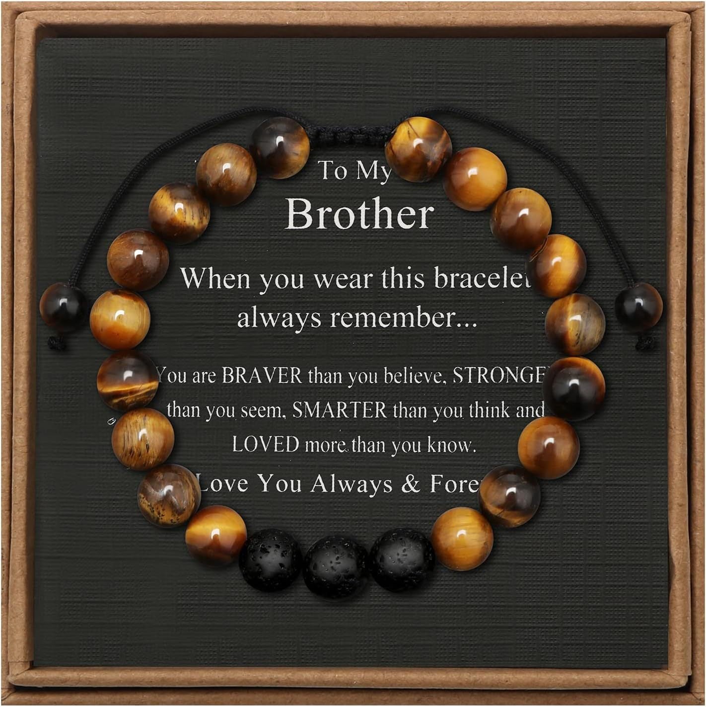 Men's Stone Tiger Eye Woven Adjustable Beaded Bracelet