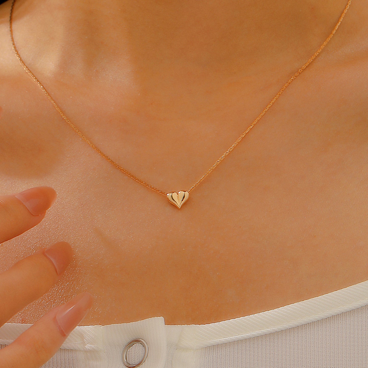 Loving Heart Female French Entry Lux Design Peach Clavicle Chain Necklaces
