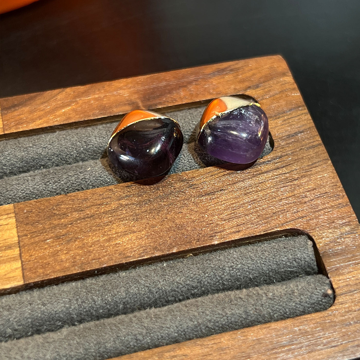 Rough Stone Opal Amethyst French Simplicity Rings