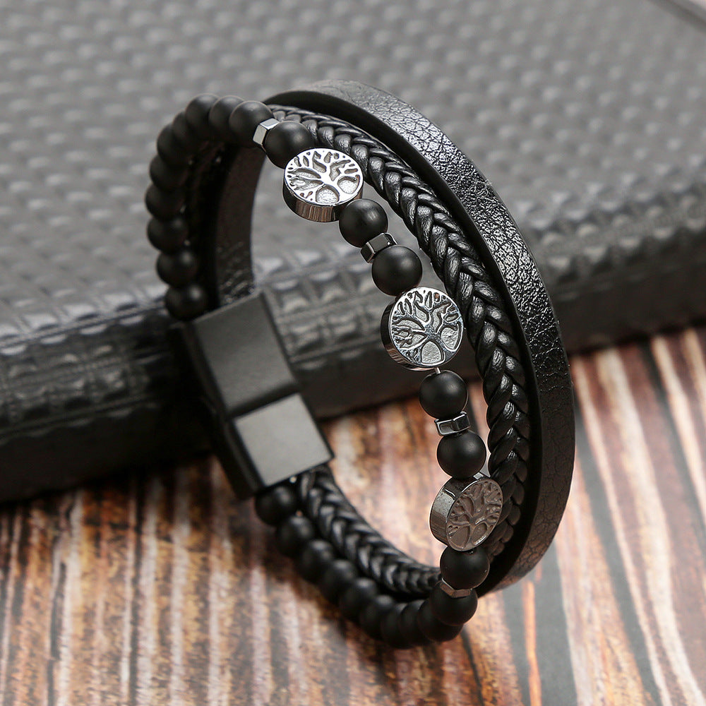 Men's Stainless Steel Volcanic Rock Magnetic Buckle Bracelets