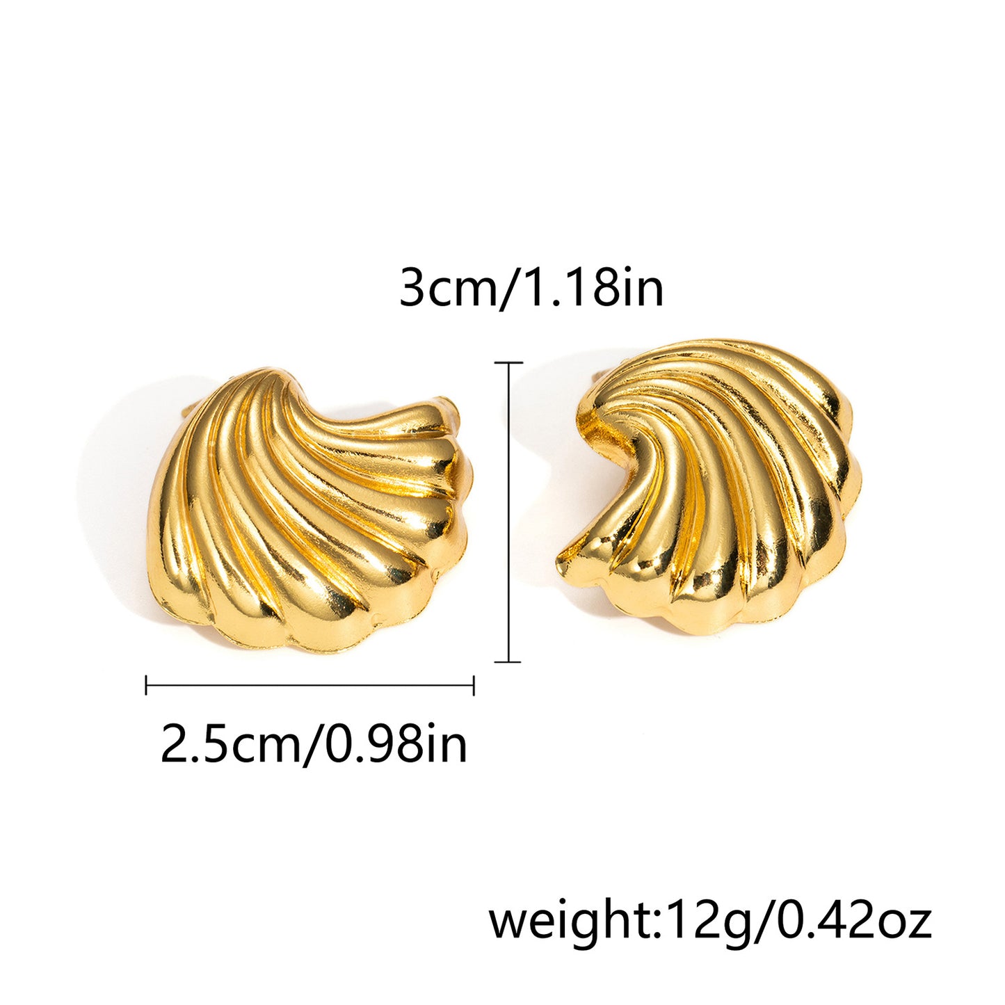 Women's Style Retro Titanium Steel Pleated Texture Vortex Stainless Earrings