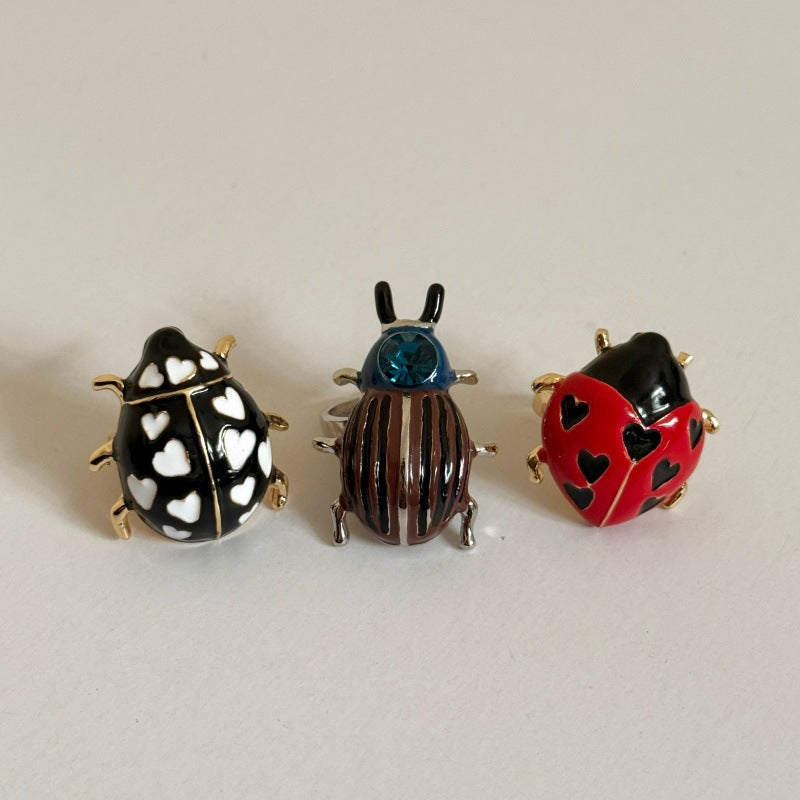 Design Gold Handmade Enamel Glaze Insect Ring