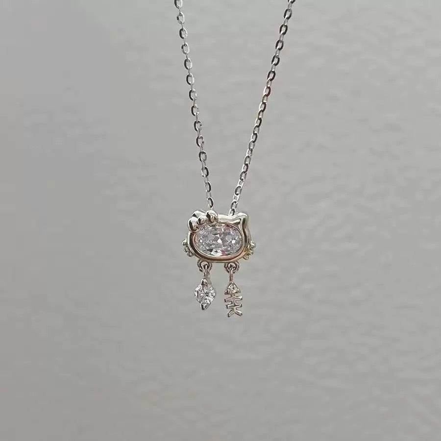 Cute Chinese Style Lucky Cat Couple Necklaces