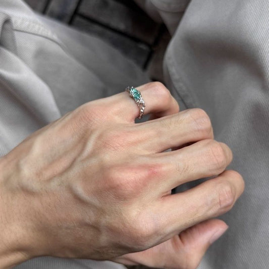 Women's & Men's Maldives Blue Moissanite Deadwood Little Finger Small Thumb High Ring