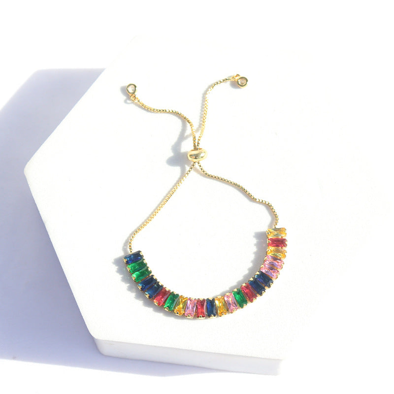 Women's Colorful Solid Color Zircon Full Diamond Bracelet