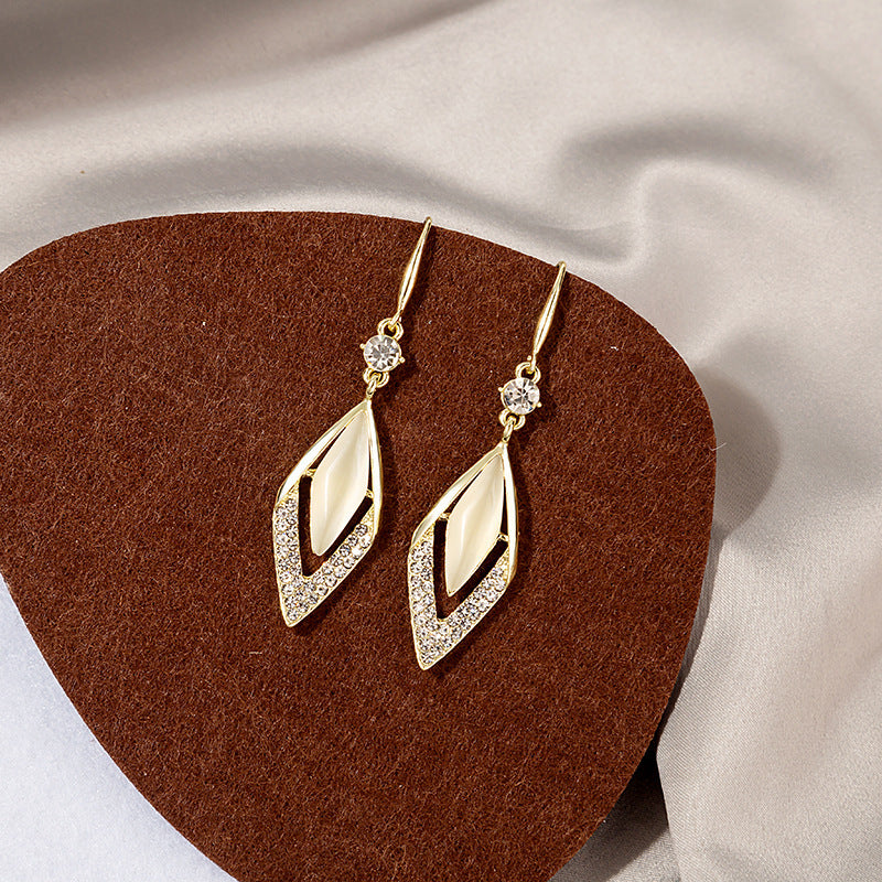 Opal Graceful Geometric Diamond Water Drop Earrings