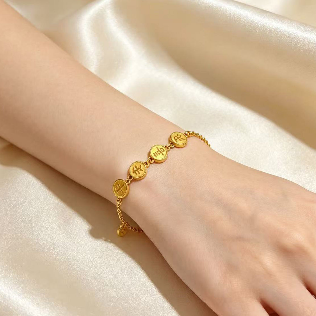 Female Titanium Steel Ball Bead Chain Retro Easy Matching Sense Bracelets