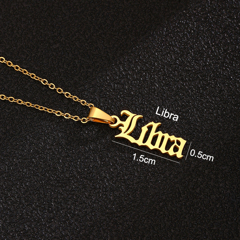 Women's & Men's Constellations Stainless Steel English Letters Titanium Clavicle Pendants