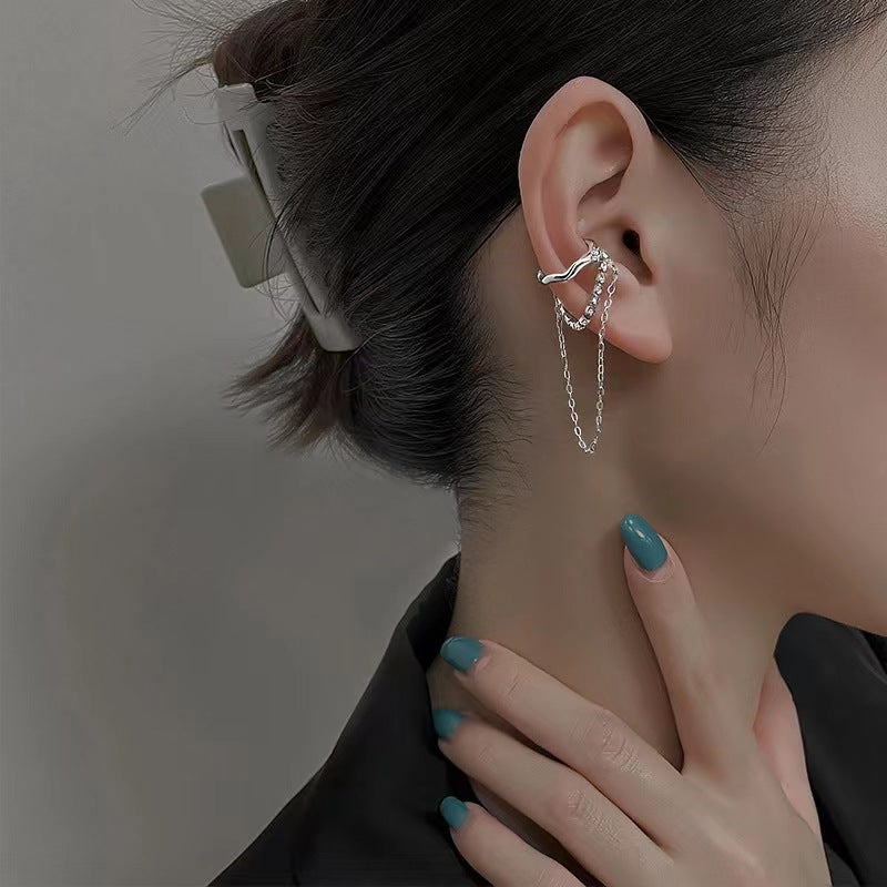 Chain Diamond Ear Clip Female Summer Stud Earrings