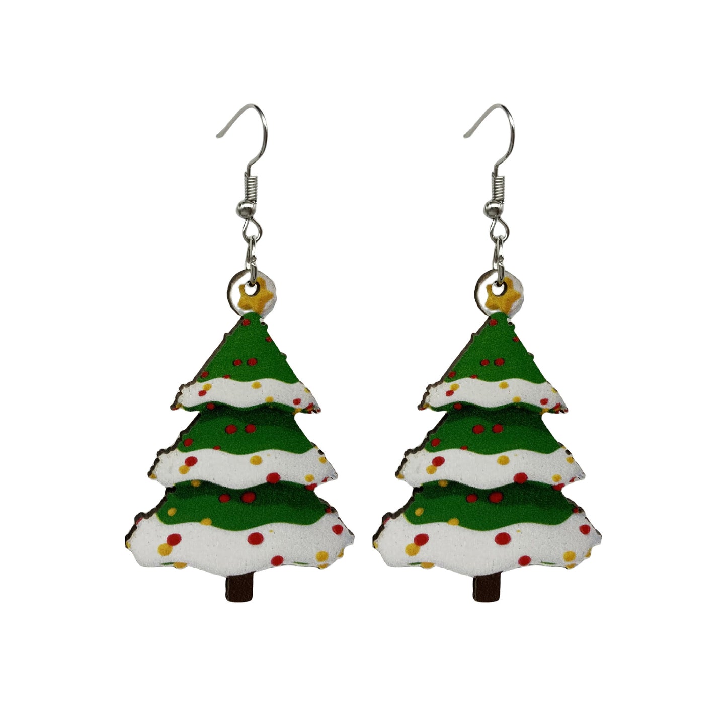 Fashion Jewelry Christmas Wooden Tree Long Earrings