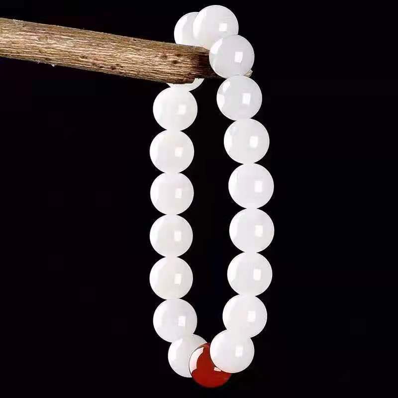Women's Imitation Jade White Marble Agate Fashion Simple Crystal Stall Bracelet