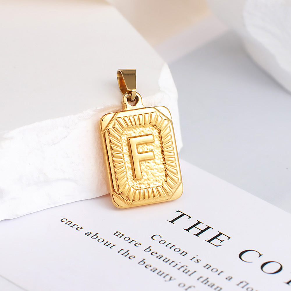 Gold English Letter Tag Simple Sweater Pendants