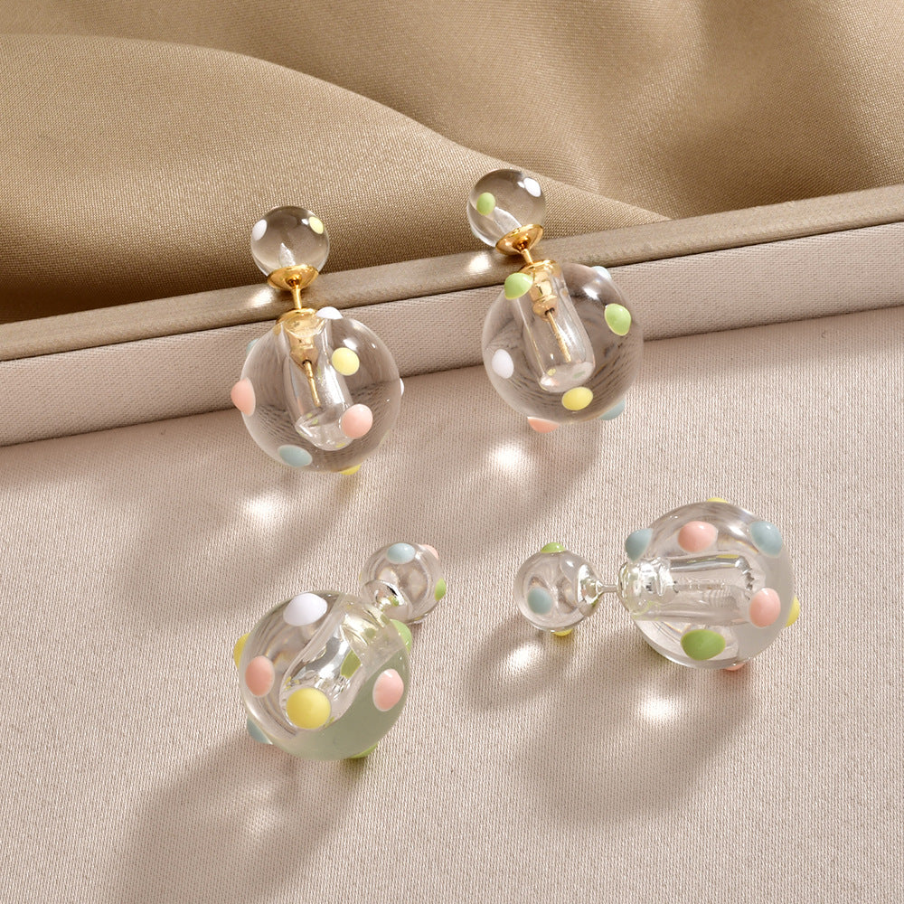 Polka Dot Transparent Resin Ball Dopamine Temperamental Minority Design Rings