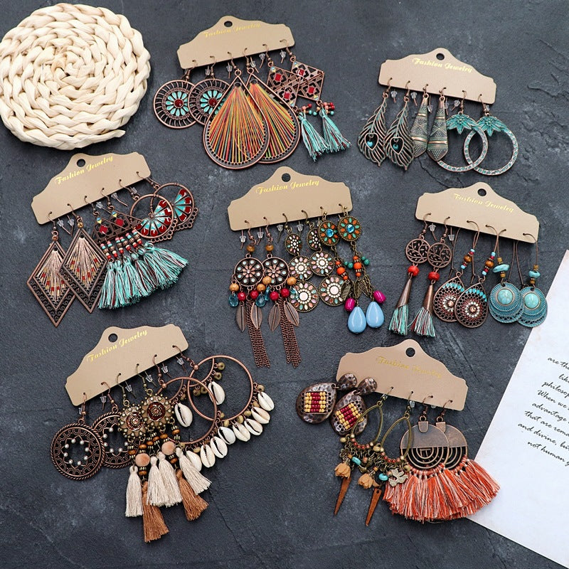Women's Bohemian Ethnic Style Temperament Long Retro Vacation Personalized Simple Rings