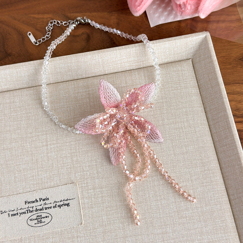 Vacation Style Beautiful Flowers Sweet Pink Fashion Niche Rings