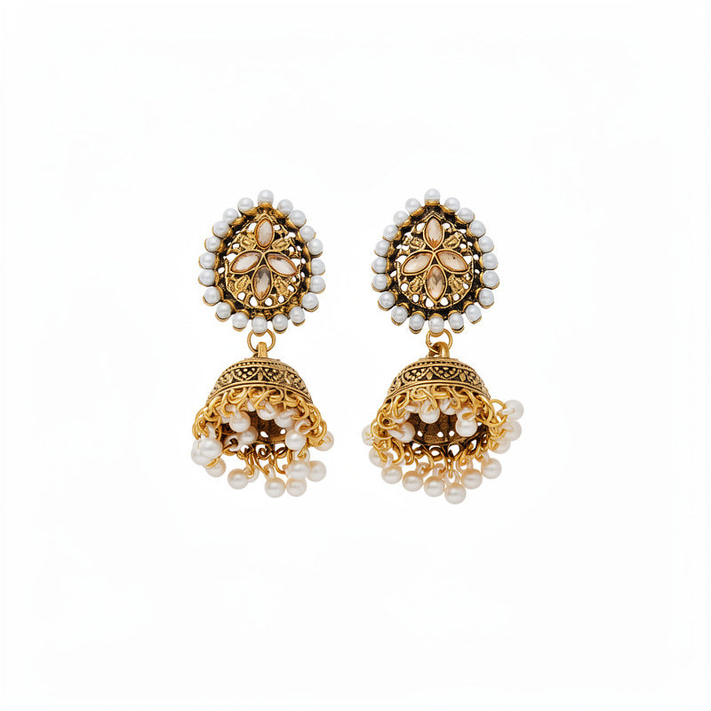 Rhinestone Pearl Water Drop Eardrops Light Luxury High-grade Ethnic Rings