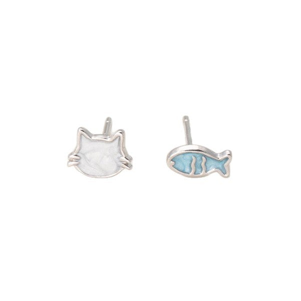 Plated Cat Fish Pure Sweet Cute Female Ear Stud Earrings