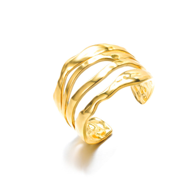 Women's & Men's Vintage Gold Stainless Steel Open For Cross Rings