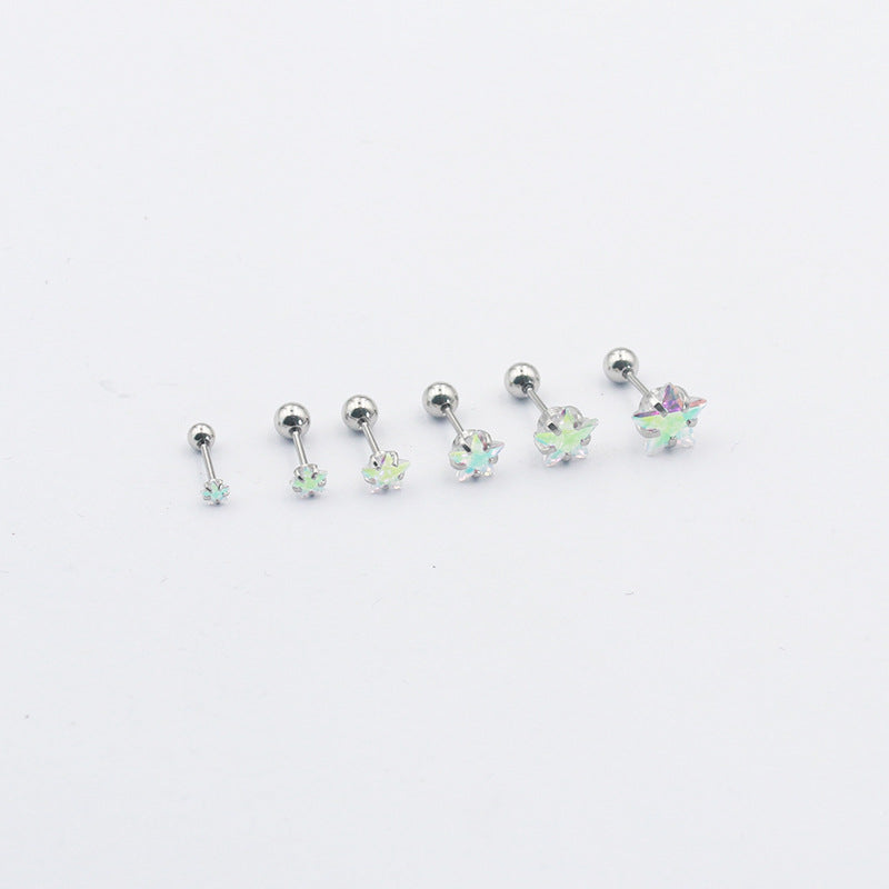 Women's Pentagram Simple Small Ears Ear Bone Rings