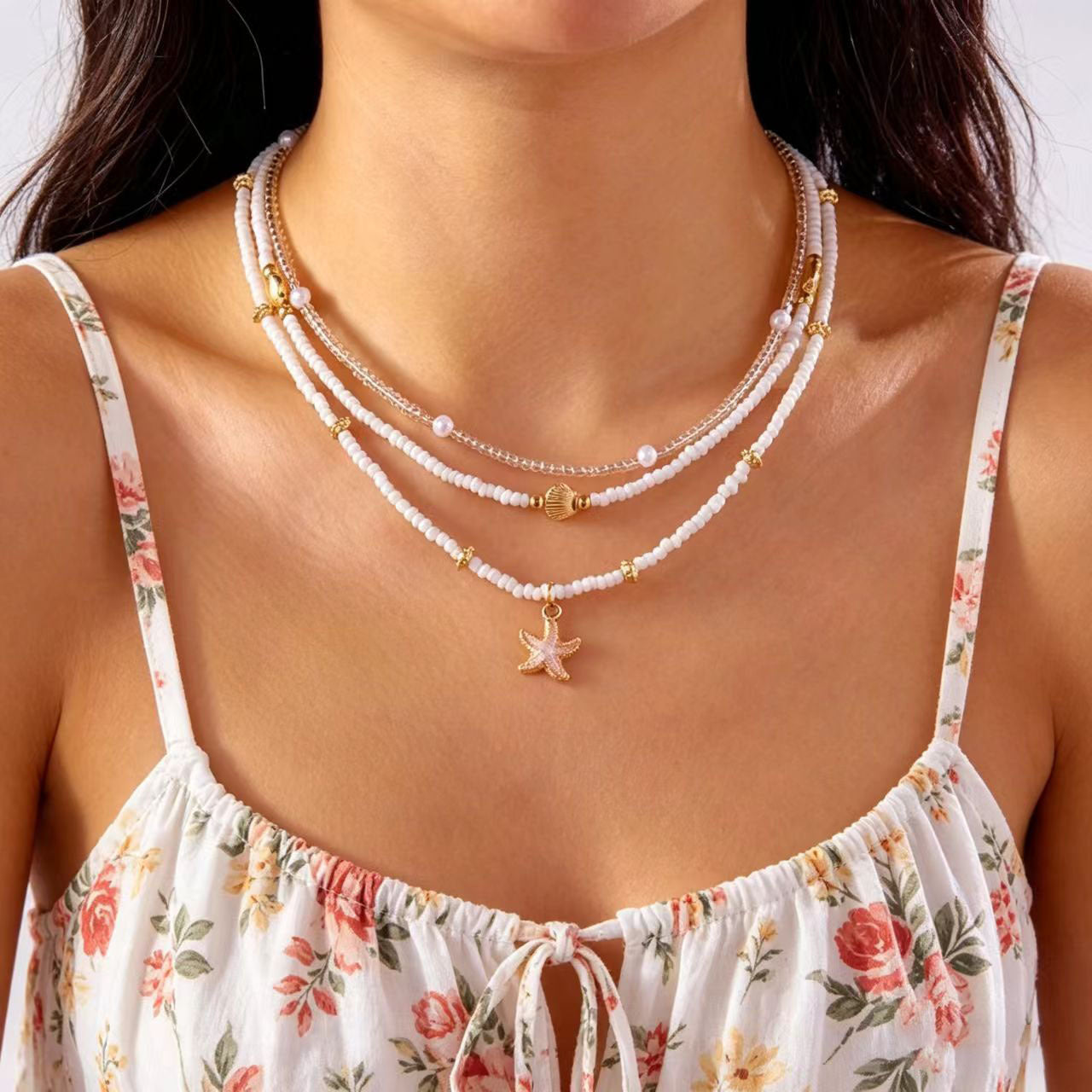 Beach Bead Shell Summer Versatile Starfish Necklace